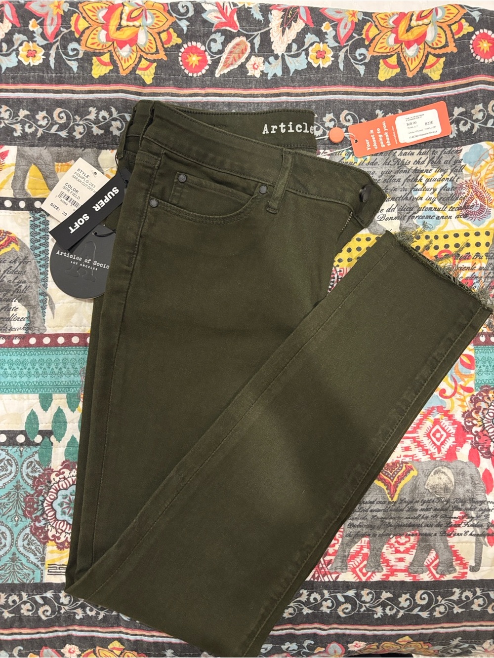 Articles Of Society Olive Green Women's Skinny Jeans